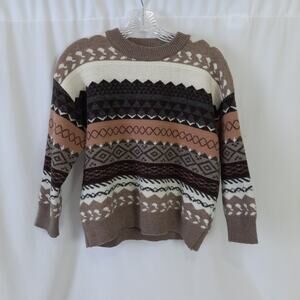 Romantichut Pullover Patchwork Crew Neck Short Sweater